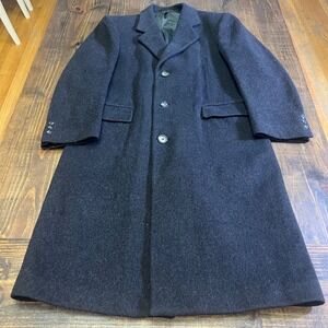 Nino Cerruti Cashmere Wool Blend Overcoat Mens Charcoal Gray, mens size 38r